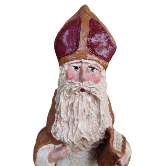 Vintage Saint Nicholas 1986 Doris C Williams Folk Art Santa Claus 80s Figurine - Picture 1 of 8